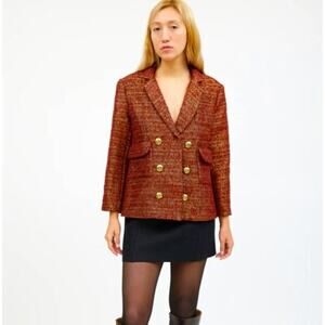 Smythe Double-Breasted metallic Tweed Blazer sz 6